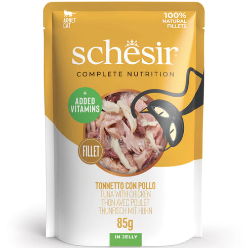 Hrana umeda pentru pisici Schesir Ton&Pui Jelly 85g